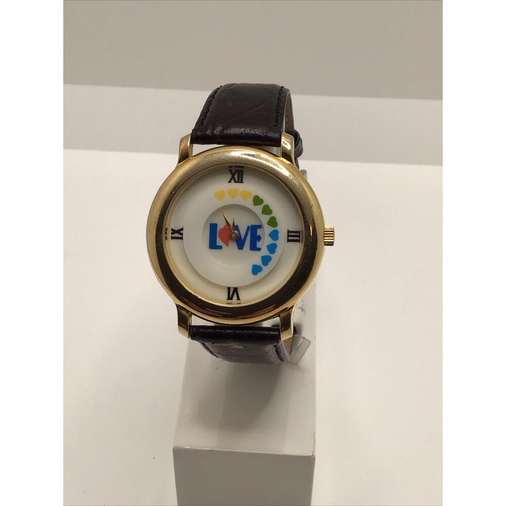 Ladies Quintel Love Watch Black Leather Band Ladies Fashion New Battery
